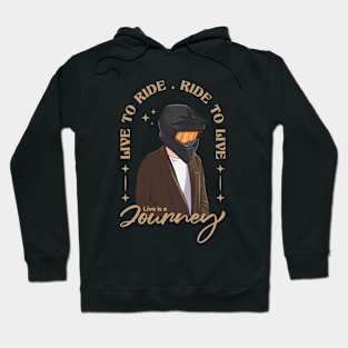 Man in shirt with black trail helmet Hoodie